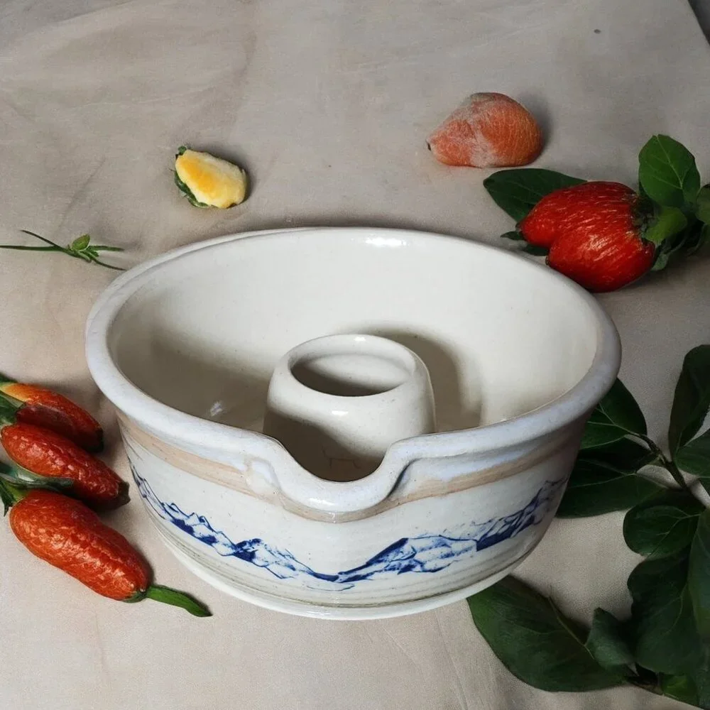 Vintage Handcrafted Stoneware Chicken Roaster 9 1/4